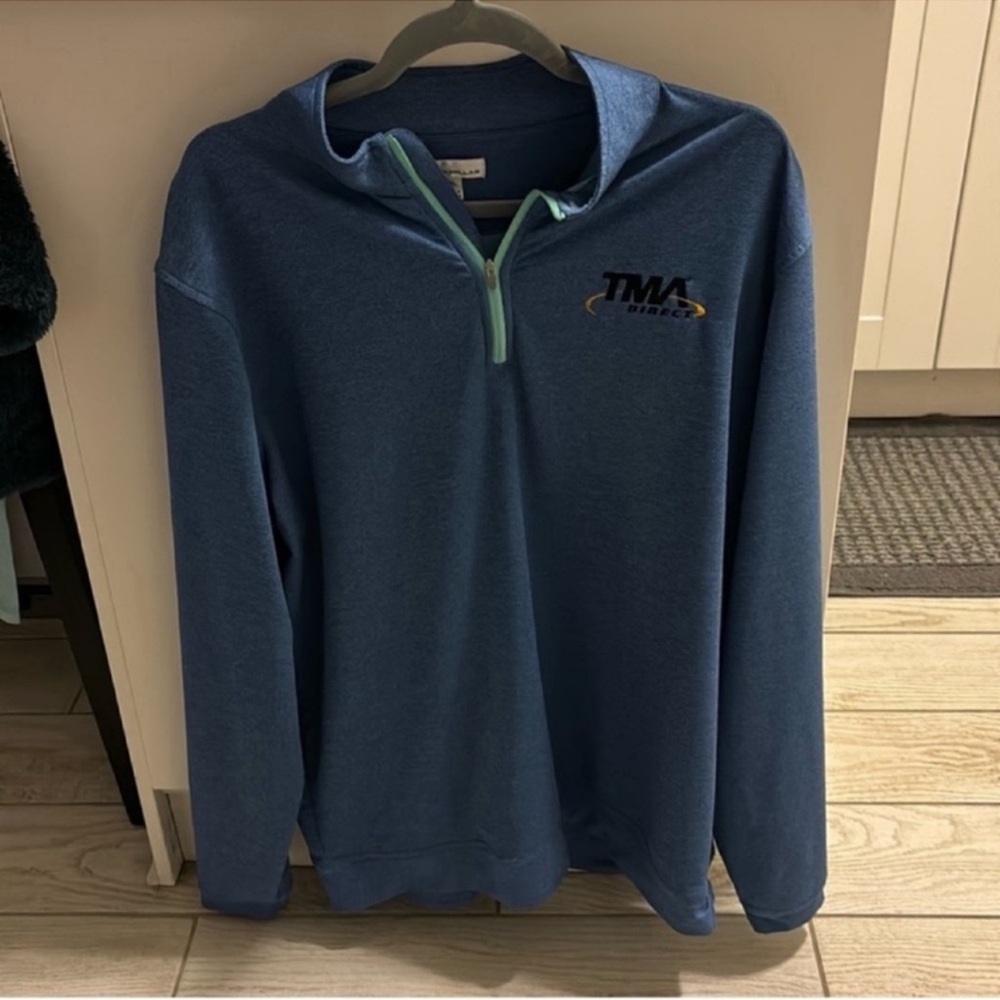 Peter Millar Blue Zip Up Sweater with Athletic Design
